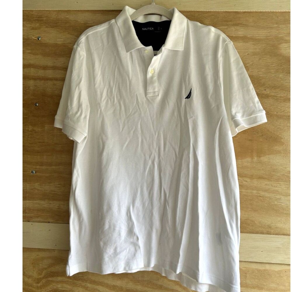 Nautica Polo Mens Size Large White short sleeve